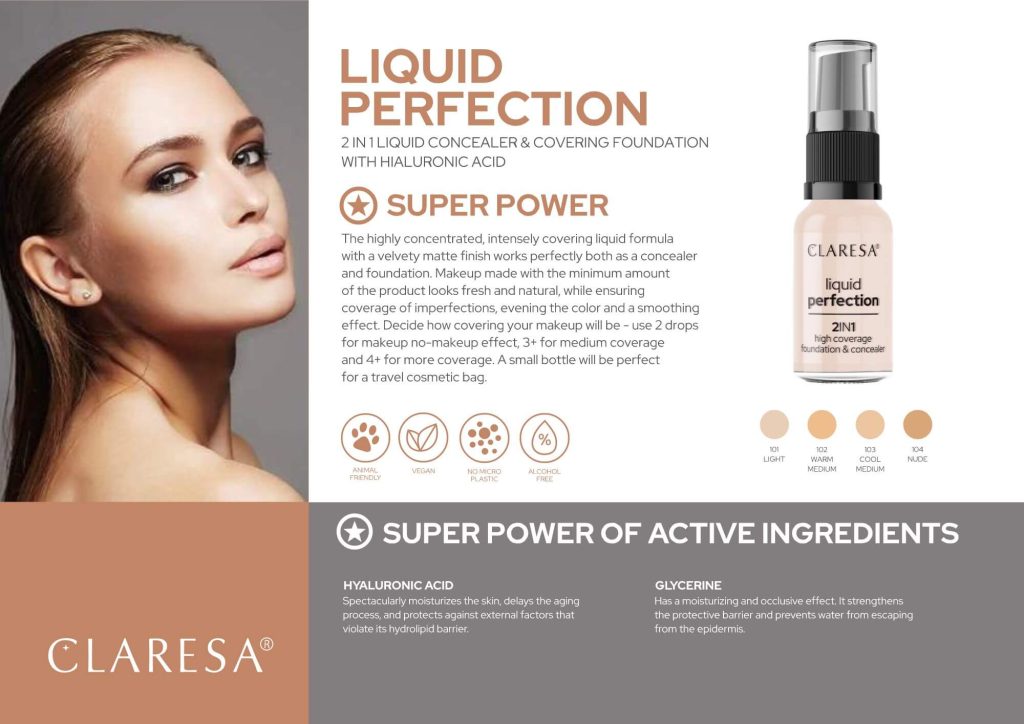 Claresa 2in1 CONCEALER and FOUNDATION Liquid Perfection