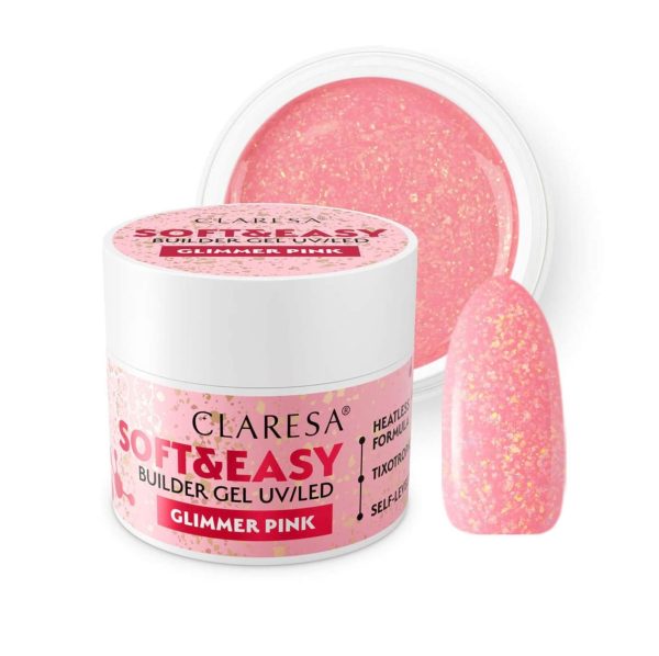 Claresa Soft & Easy builder gel Glimmer Pink